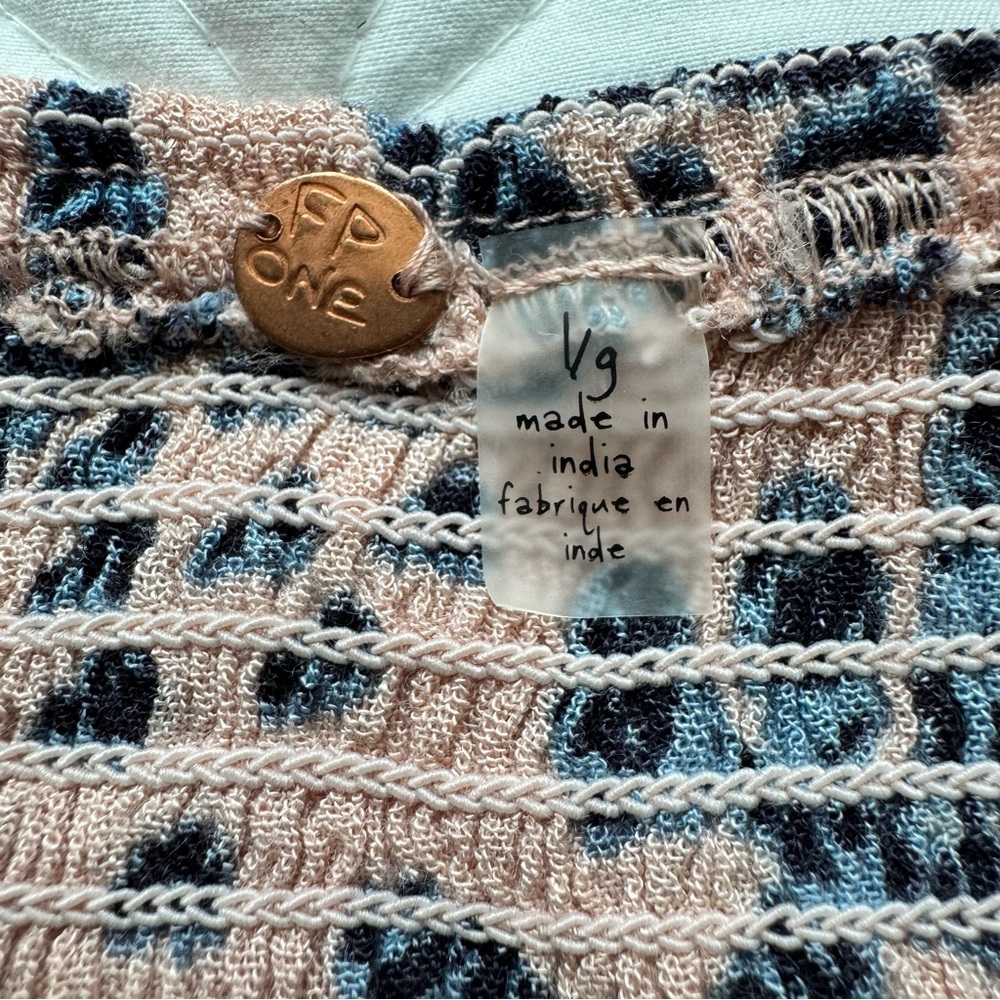 Free People FP One Maia Smocked Bandeau Crop Top Pink Blue Floral Boho Sz Large - Picture 10 of 13